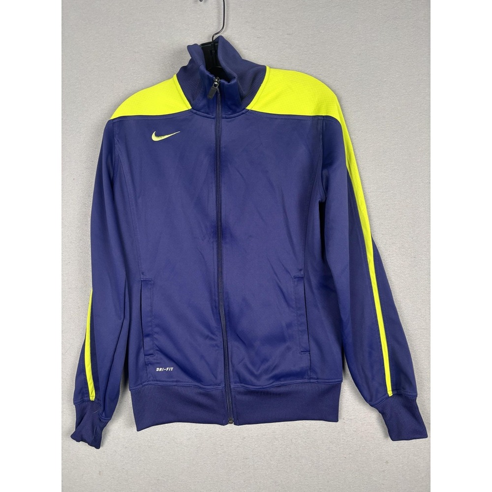 Nike Jacket Mens Medium Blue Yellow Dri-FIT Full Zip Track Colorblock Athletic